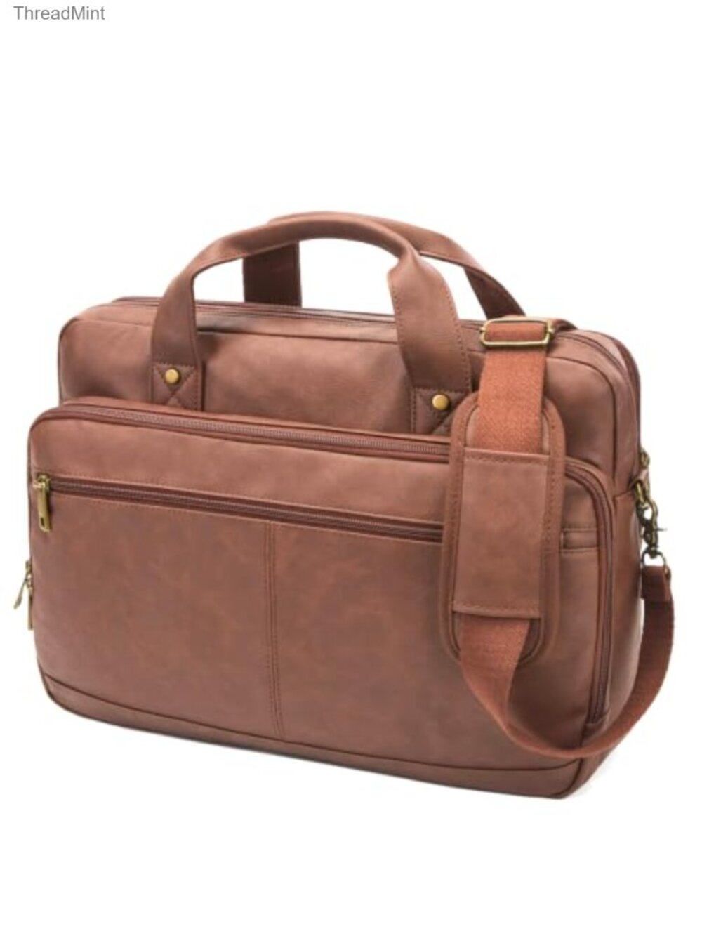 PU Leather Briefcase Convertible Crossbody Messenger Bag for 16 Inch Laptop